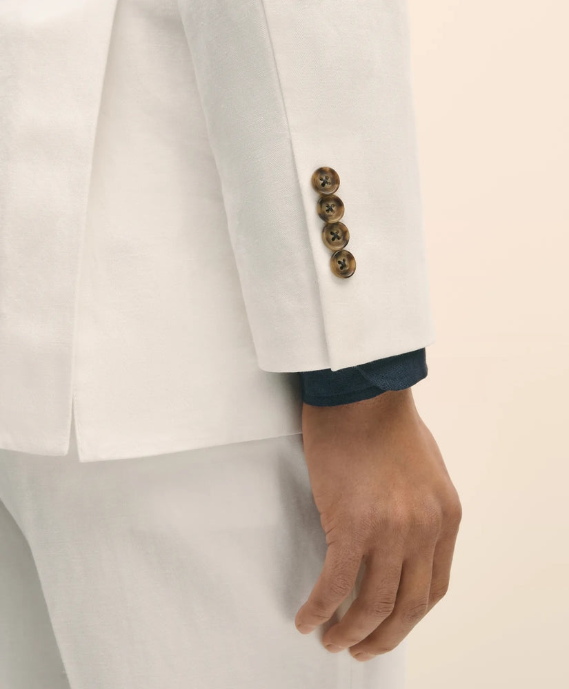 Slim Fit Cotton-Linen Herringbone Double-Breasted Suit Jacket | Brooks Brothers online