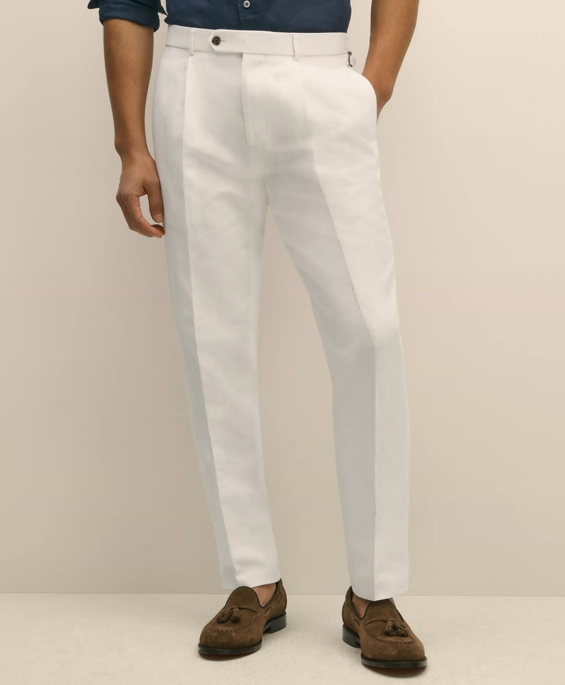 Slim Fit Cotton-Linen Herringbone Single-Pleat Suit Pants | Brooks Brothers discount
