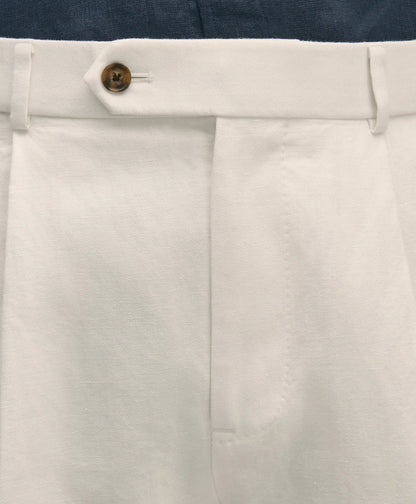 Slim Fit Cotton-Linen Herringbone Single-Pleat Suit Pants | Brooks Brothers discount