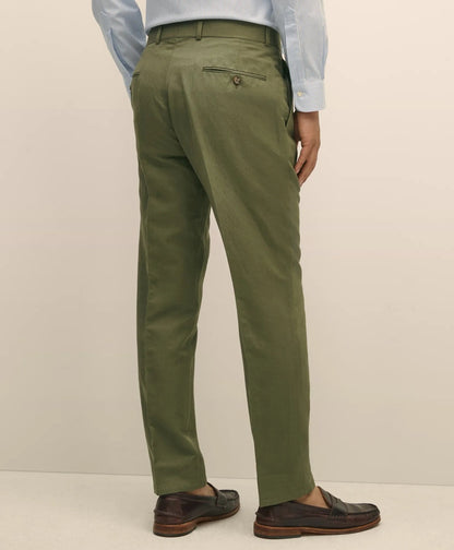 Slim Fit Fine Twill Washed Linen-Cotton Single-Pleat Suit Pants | Brooks Brothers on sale