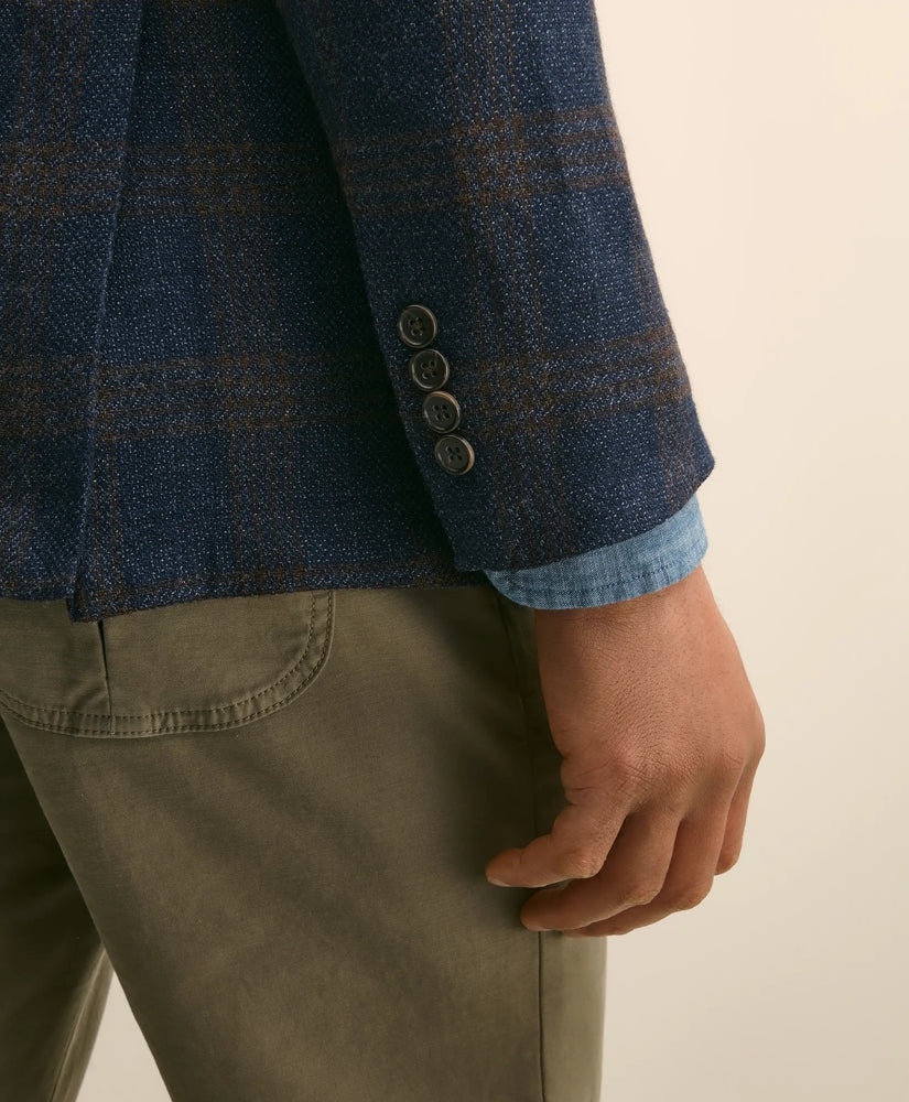Slim Fit Wool-Cotton-Silk-Cashmere Hopsack Check Sport Coat | Brooks Brothers online shop
