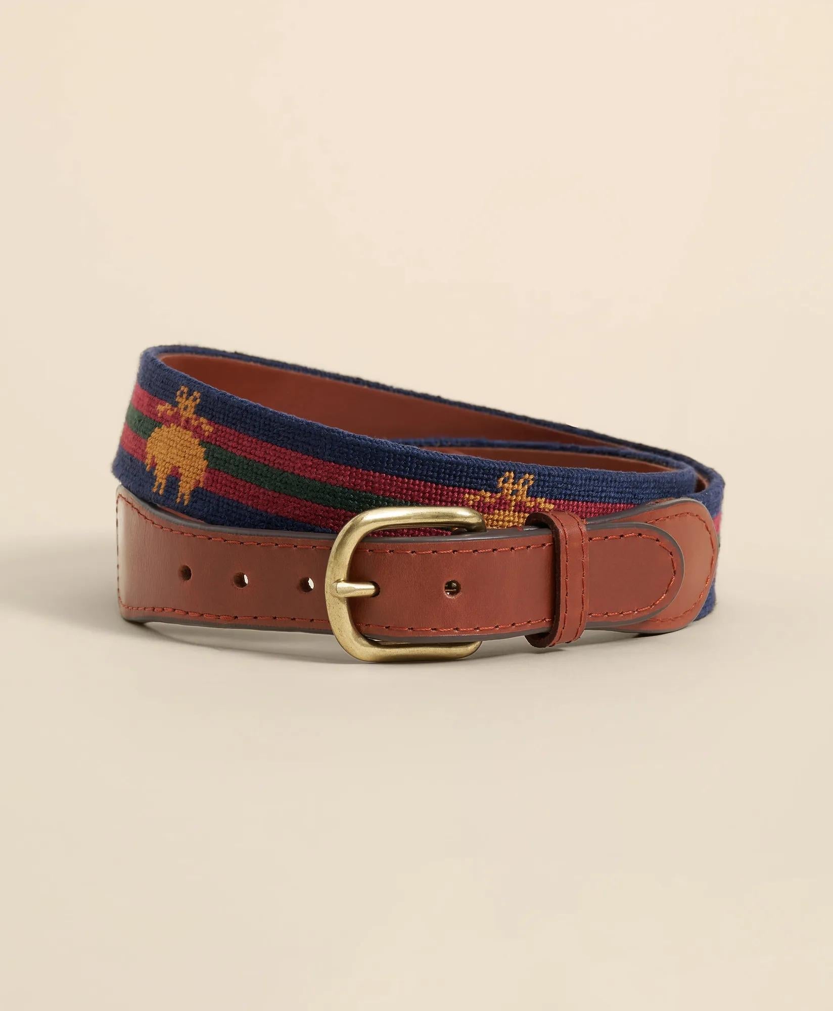 Smathers & Branson Needlepoint Golden Fleece® Belt | Brooks Brothers on sale