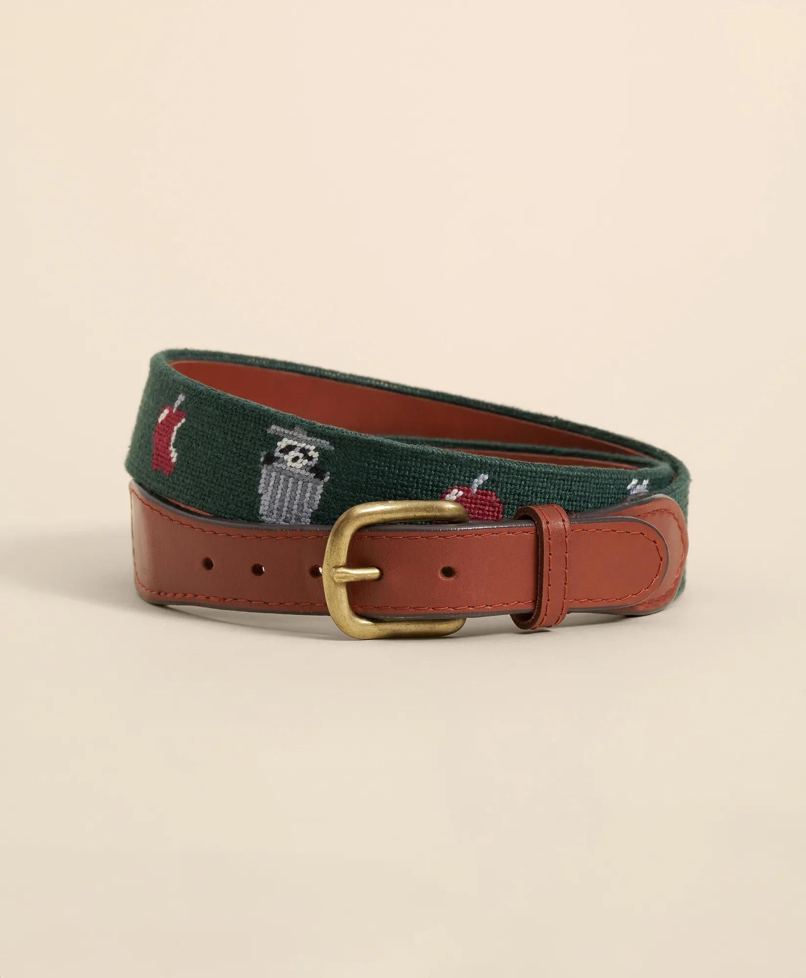 Smathers & Branson Needlepoint Racoon Belt | Brooks Brothers online