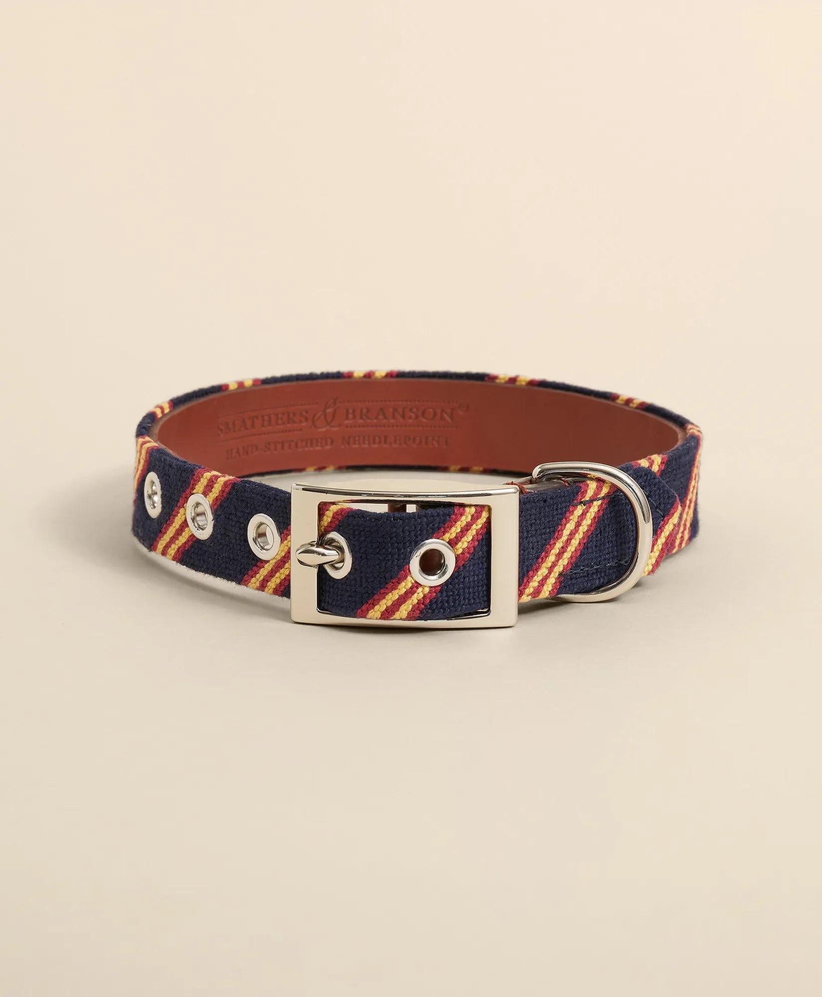Smathers & Branson Needlepoint Rep Stripe Dog Collar | Brooks Brothers cheap
