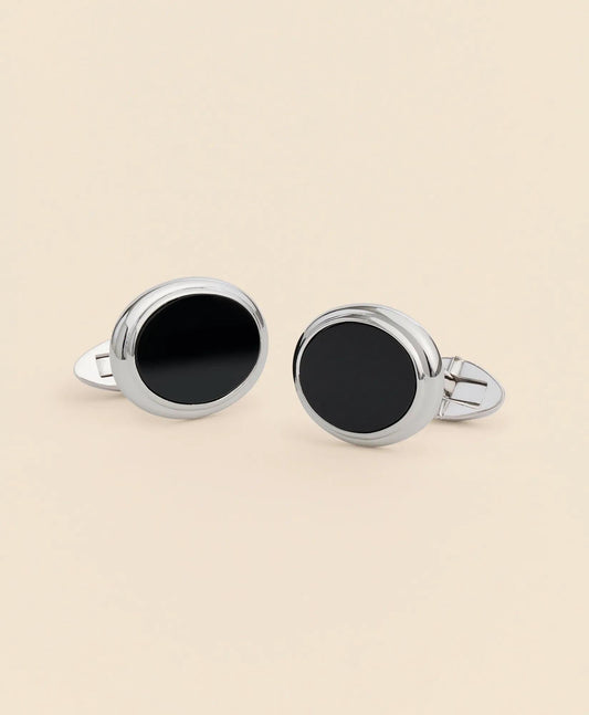 Sterling Silver Onyx Oval Rhodium-Plated Cufflinks | Brooks Brothers on sale