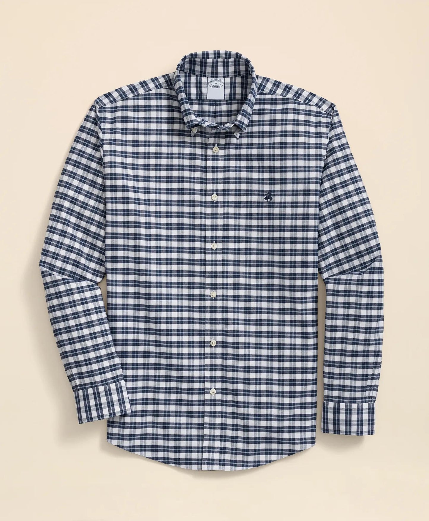 Stretch Cotton Non-Iron Oxford Polo Button Down Collar, Checked Shirt | Brooks Brothers cheap