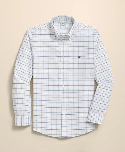 Stretch Cotton Non-Iron Oxford Polo Button Down Collar, Fine Windowpane Shirt | Brooks Brothers discount