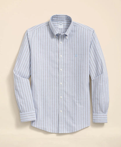 Stretch Cotton Non-Iron Oxford Polo Button Down Collar, Striped Shirt | Brooks Brothers sale