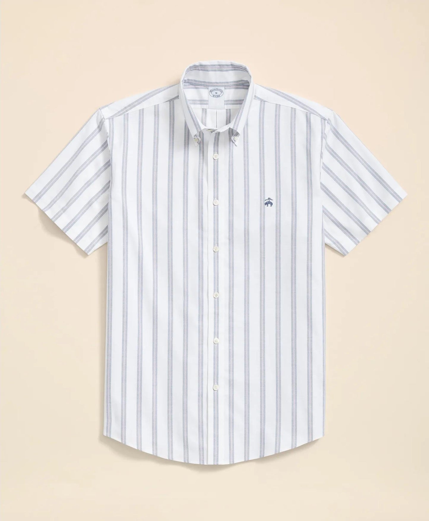 Stretch Cotton Non-Iron Oxford Polo Button Down Collar, Striped Short-Sleeve Shirt | Brooks Brothers cheap