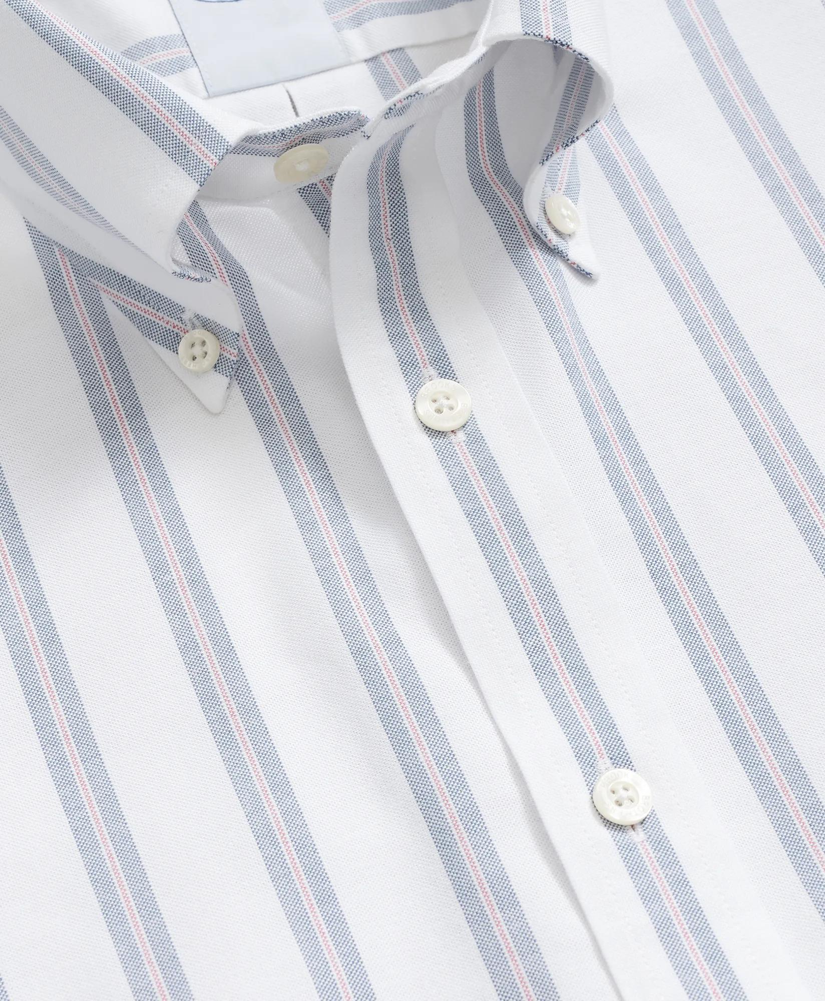 Stretch Cotton Non-Iron Oxford Polo Button Down Collar, Striped Short-Sleeve Shirt | Brooks Brothers cheap