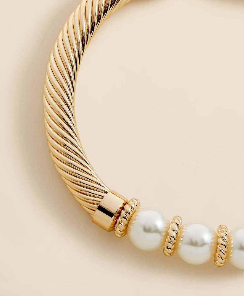 Stretch Faux-Pearl Bracelet with Gold-Plated Rope Detail | Brooks Brothers online