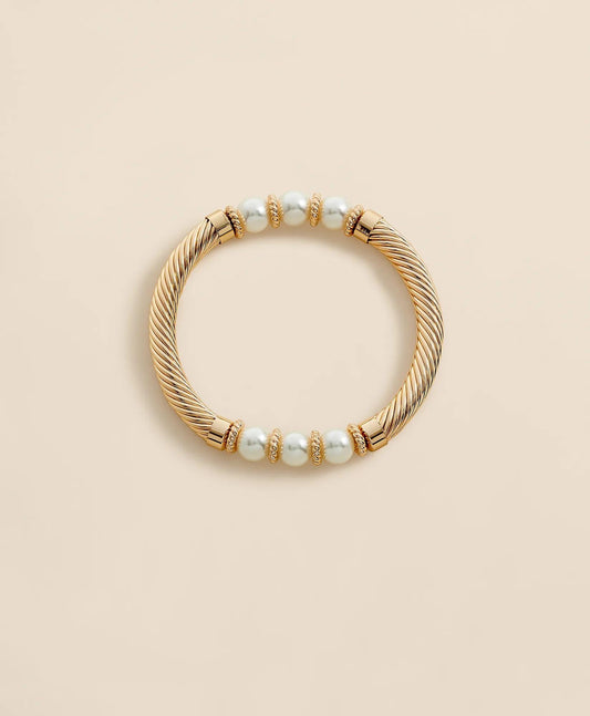 Stretch Faux-Pearl Bracelet with Gold-Plated Rope Detail | Brooks Brothers online
