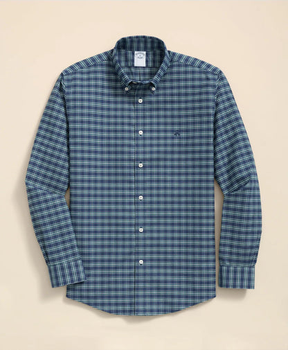 Stretch Non-Iron Oxford Button-Down Collar, Check Shirt | Brooks Brothers on sale