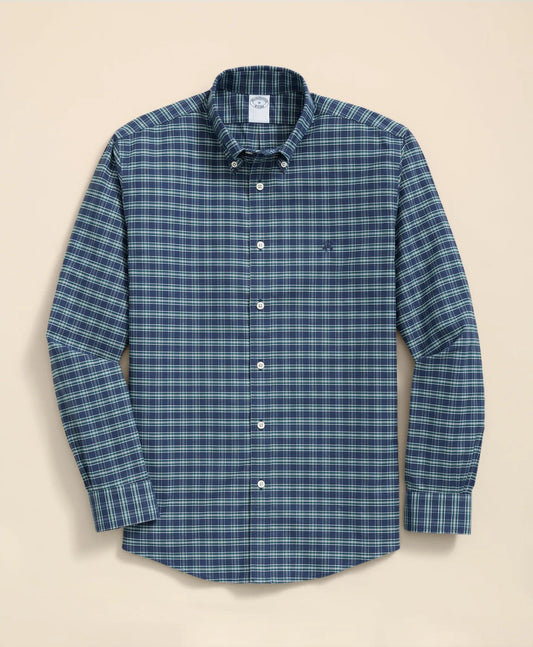Stretch Non-Iron Oxford Button-Down Collar, Check Shirt | Brooks Brothers on sale
