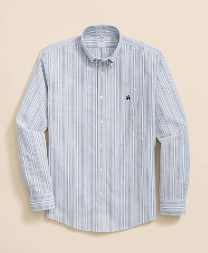 Stretch Non-Iron Oxford Button-Down Collar, Outline Stripe Sport Shirt | Brooks Brothers sale