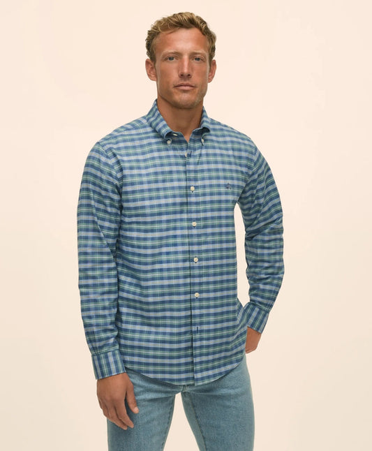 Stretch Non-Iron Oxford Button-Down Collar, Tartan Sport Shirt | Brooks Brothers on sale