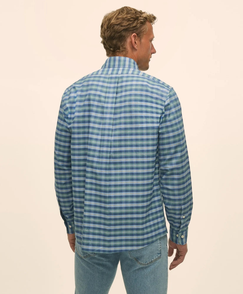 Stretch Non-Iron Oxford Button-Down Collar, Tartan Sport Shirt | Brooks Brothers on sale