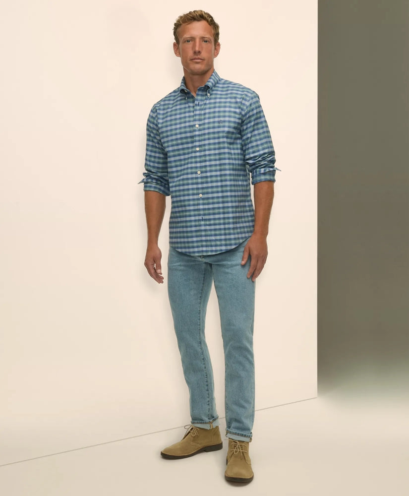 Stretch Non-Iron Oxford Button-Down Collar, Tartan Sport Shirt | Brooks Brothers on sale