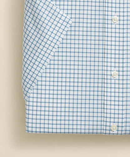 Stretch Supima® Cotton Non-Iron Broadcloth Ainsley Collar, Windowpane Short-Sleeve Dress Shirt | Brooks Brothers online
