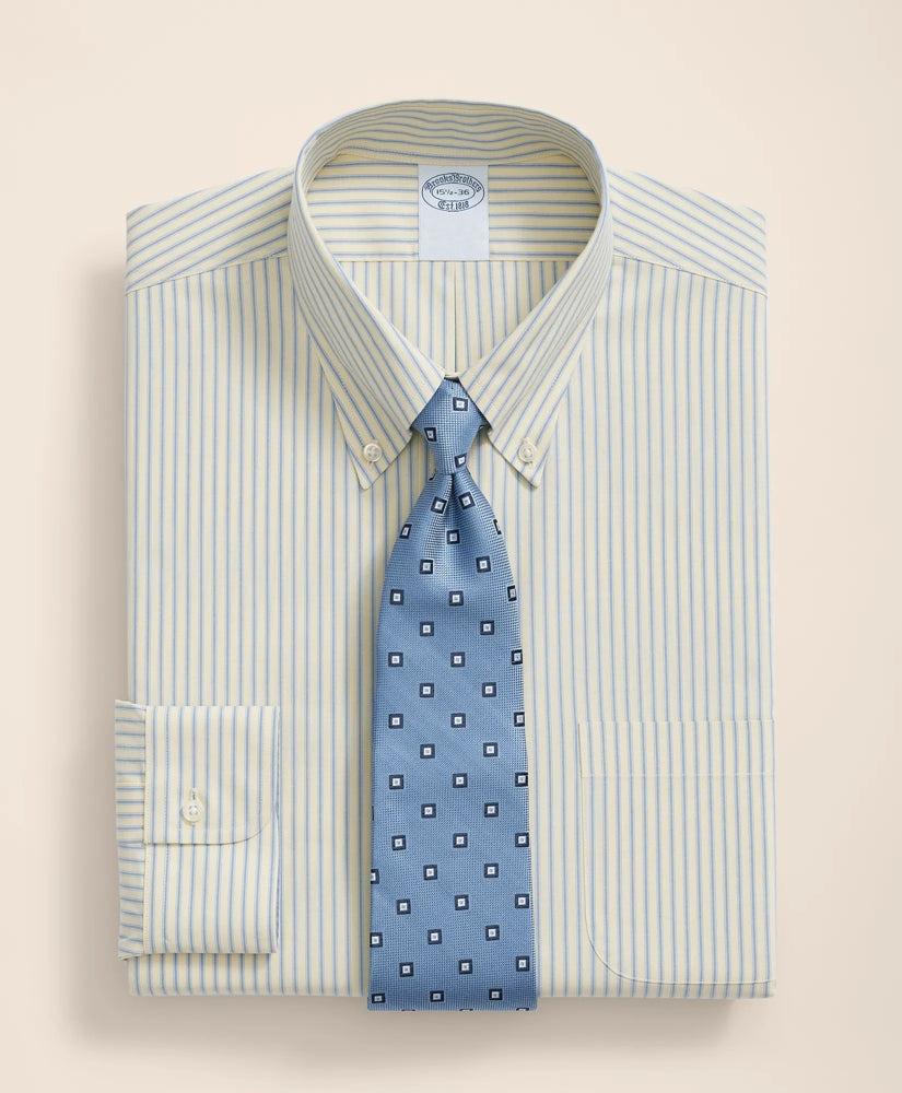 Stretch Supima® Cotton Non-Iron Broadcloth Polo Button-Down Collar, Striped Dress Shirt | Brooks Brothers online
