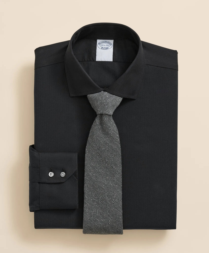 Stretch Supima® Cotton Non-Iron English Spread Collar, Herringbone Dress Shirt | Brooks Brothers cheap