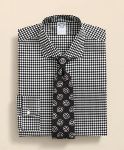 Stretch Supima® Cotton Non-Iron Herringbone English Spread Collar, Gingham Dress Shirt | Brooks Brothers online shop
