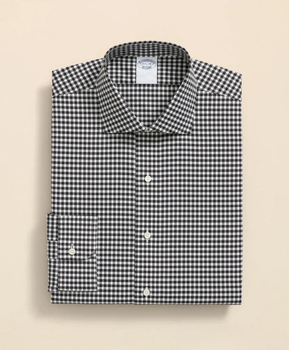 Stretch Supima® Cotton Non-Iron Herringbone English Spread Collar, Gingham Dress Shirt | Brooks Brothers online shop