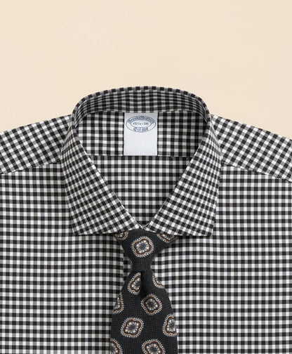 Stretch Supima® Cotton Non-Iron Herringbone English Spread Collar, Gingham Dress Shirt | Brooks Brothers online shop