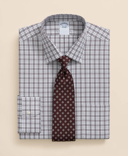 Stretch Supima® Cotton Non-Iron Pinpoint Oxford Ainsley Collar, Check Dress Shirt | Brooks Brothers online
