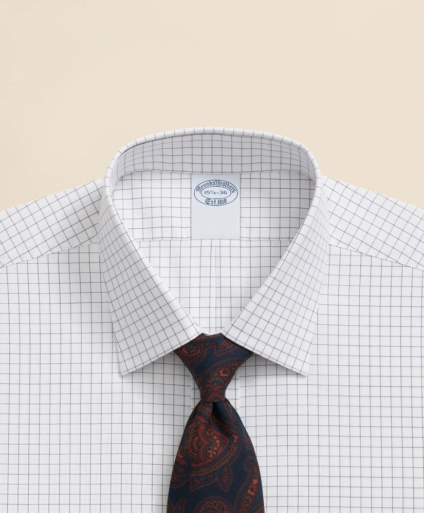 Stretch Supima® Cotton Non-Iron Pinpoint Oxford Ainsley Collar, Windowpane Dress Shirt | Brooks Brothers sale