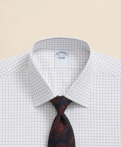 Stretch Supima® Cotton Non-Iron Pinpoint Oxford Ainsley Collar, Windowpane Dress Shirt | Brooks Brothers sale