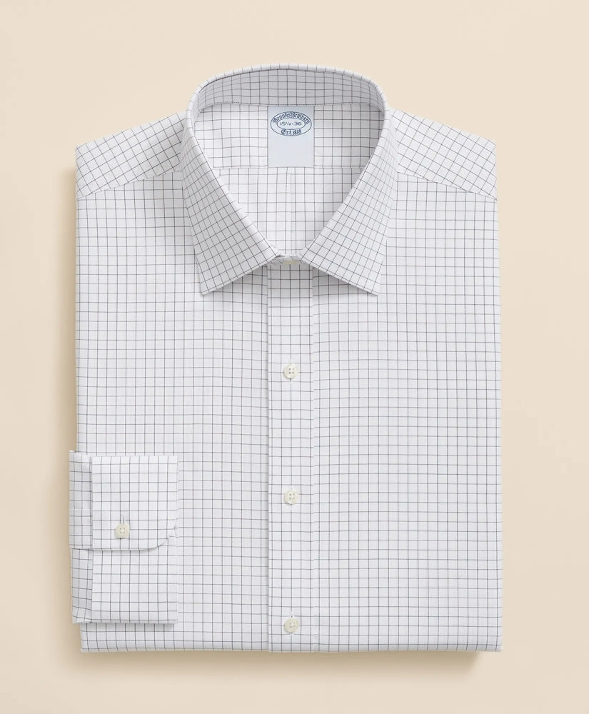 Stretch Supima® Cotton Non-Iron Pinpoint Oxford Ainsley Collar, Windowpane Dress Shirt | Brooks Brothers sale