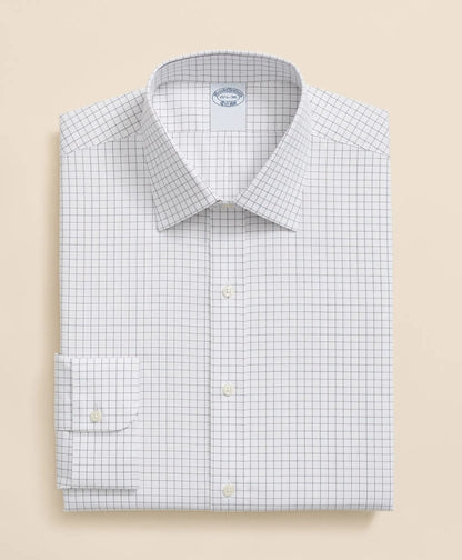 Stretch Supima® Cotton Non-Iron Pinpoint Oxford Ainsley Collar, Windowpane Dress Shirt | Brooks Brothers sale