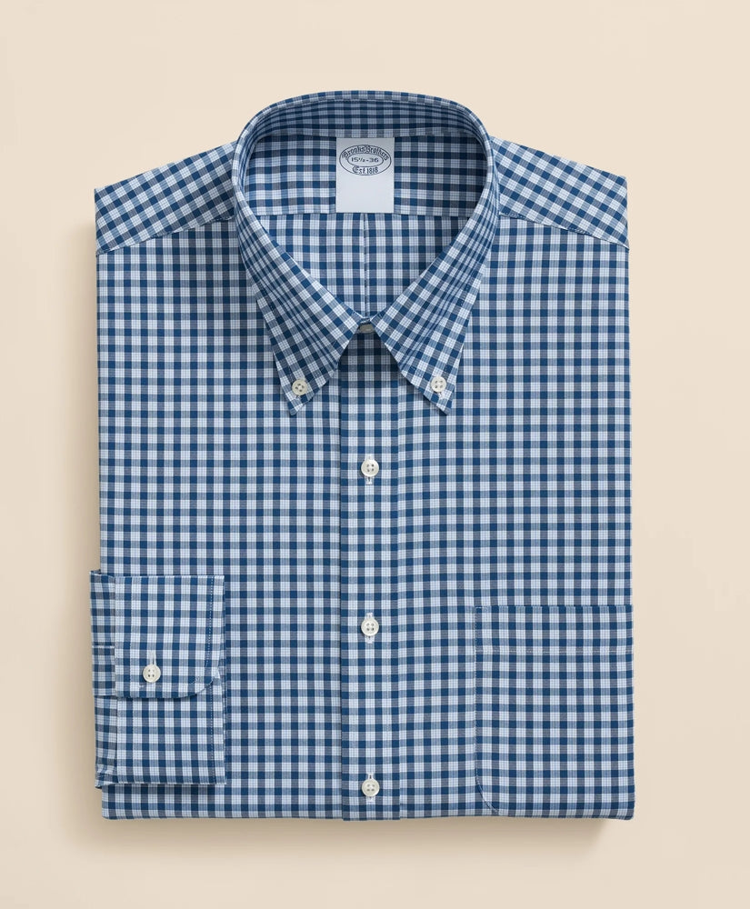 Stretch Supima® Cotton Non-Iron Pinpoint Oxford Polo Button Down Collar, Check Dress Shirt | Brooks Brothers on sale