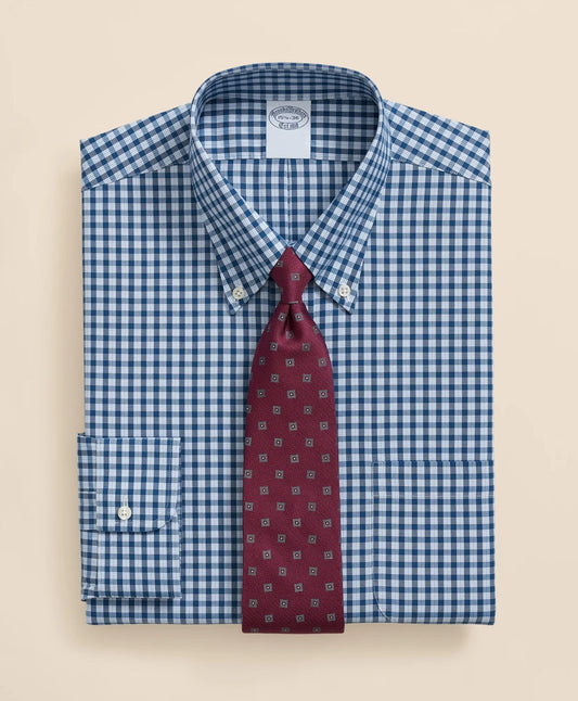 Stretch Supima® Cotton Non-Iron Pinpoint Oxford Polo Button Down Collar, Check Dress Shirt | Brooks Brothers on sale