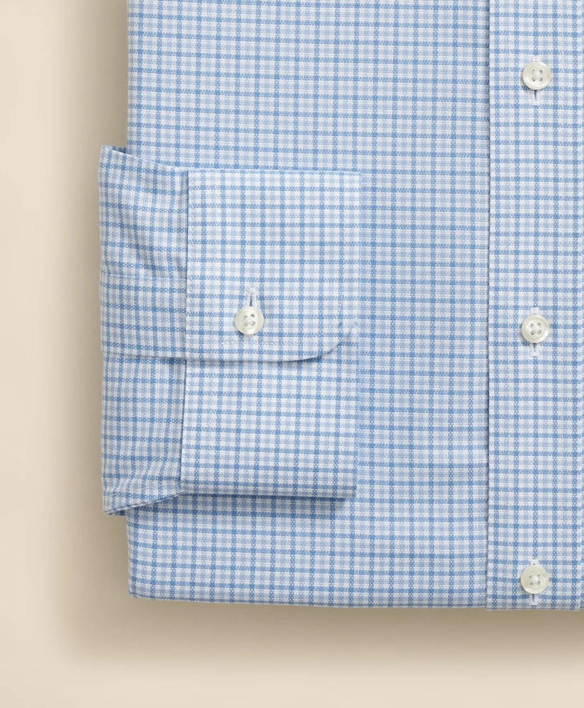 Stretch Supima® Cotton Non-Iron Royal Oxford Ainsley Collar, Checked Dress Shirt | Brooks Brothers online shop