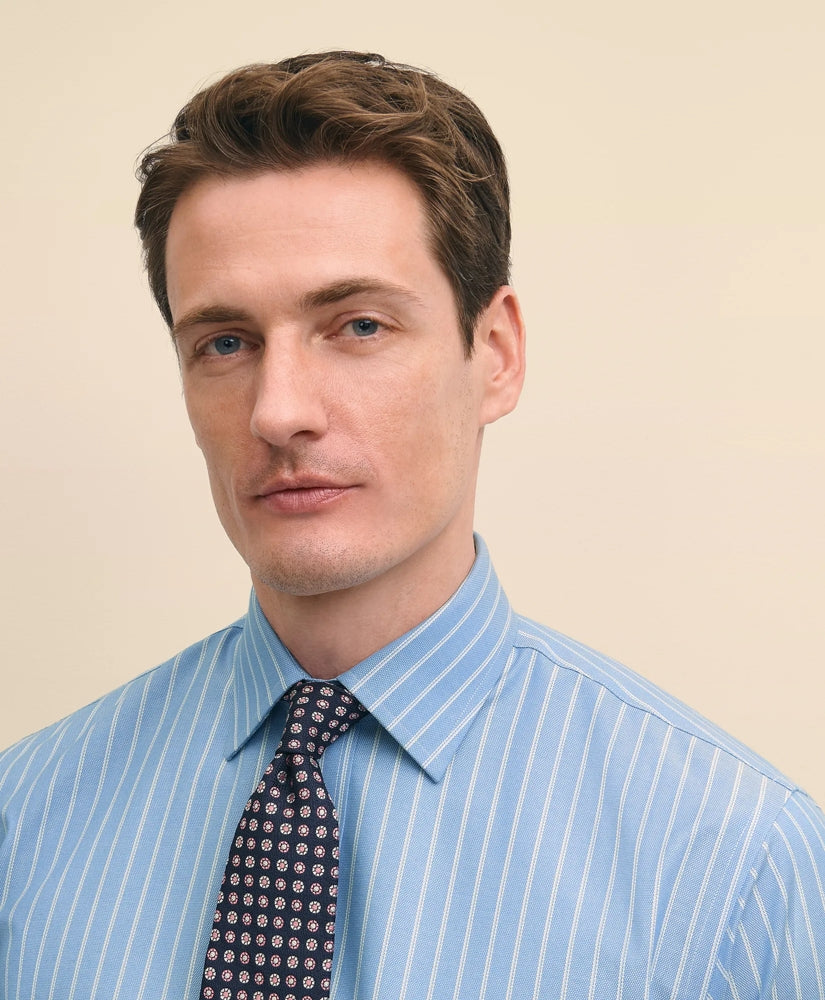 Stretch Supima® Cotton Non-Iron Royal Oxford Ainsley Collar, Striped Dress Shirt | Brooks Brothers on sale
