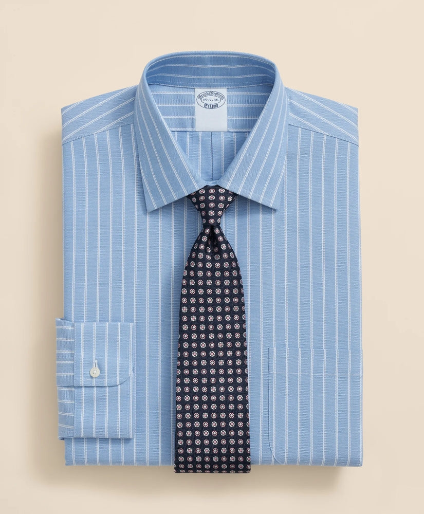 Stretch Supima® Cotton Non-Iron Royal Oxford Ainsley Collar, Striped Dress Shirt | Brooks Brothers on sale