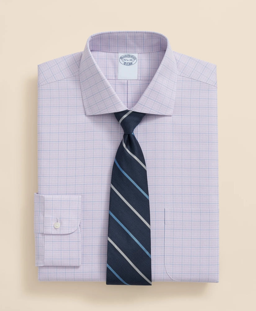 Stretch Supima® Cotton Non-Iron Royal Oxford English Spread Collar, Checked Dress Shirt | Brooks Brothers discount