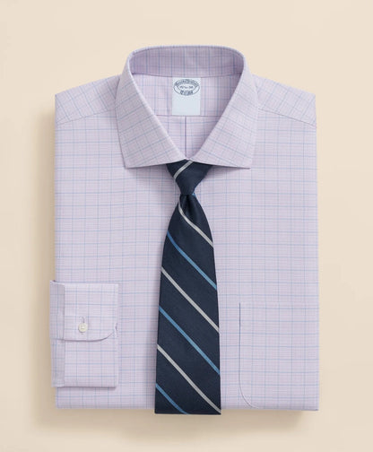 Stretch Supima® Cotton Non-Iron Royal Oxford English Spread Collar, Checked Dress Shirt | Brooks Brothers discount