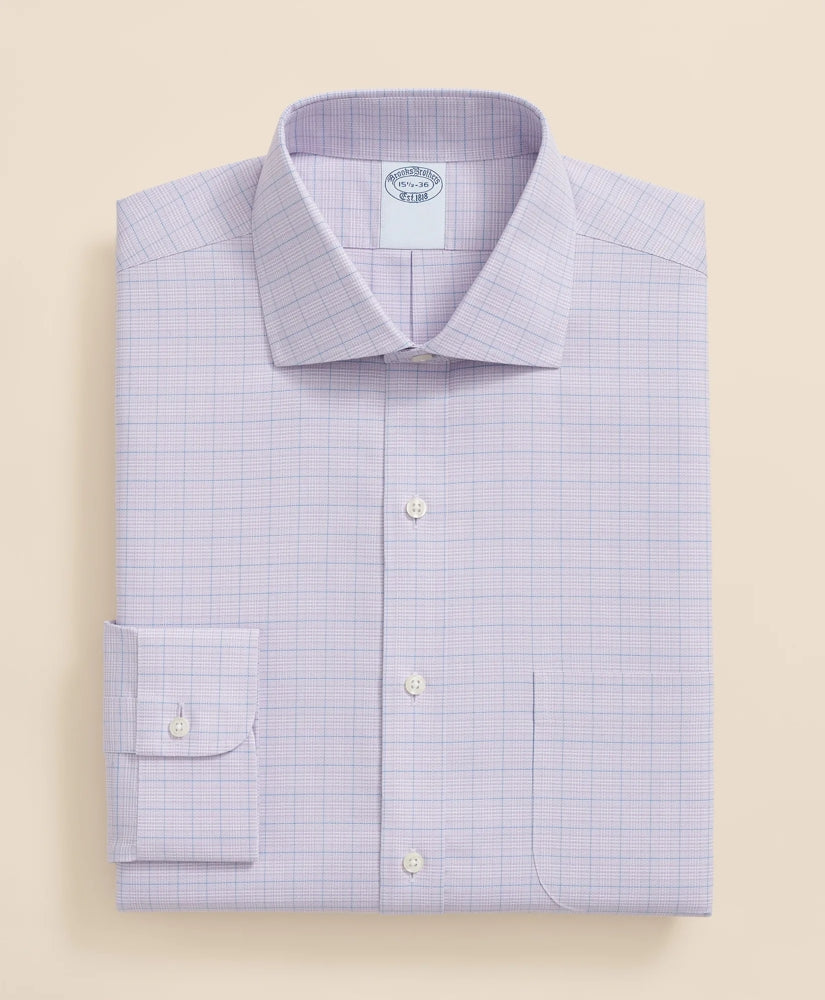 Stretch Supima® Cotton Non-Iron Royal Oxford English Spread Collar, Checked Dress Shirt | Brooks Brothers discount