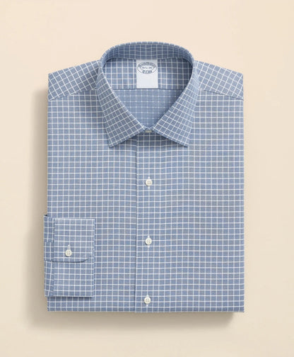 Stretch Supima® Cotton Non-Iron Textured Dobby Ainsley Collar, Graph Check Dress Shirt | Brooks Brothers cheap