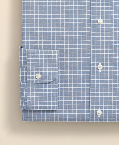 Stretch Supima® Cotton Non-Iron Textured Dobby Ainsley Collar, Graph Check Dress Shirt | Brooks Brothers cheap