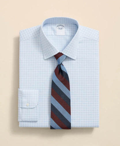 Stretch Supima® Cotton Non-Iron Textured Dobby Ainsley Collar, Graph Check Dress Shirt | Brooks Brothers cheap