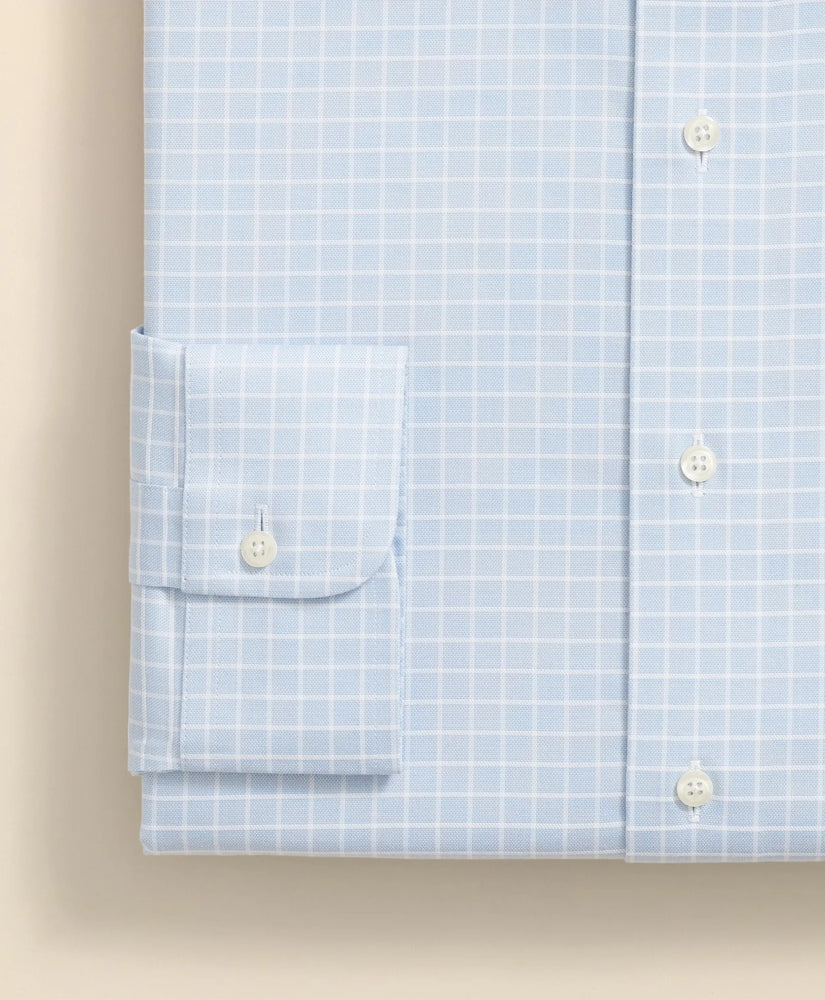 Stretch Supima® Cotton Non-Iron Textured Dobby Ainsley Collar, Graph Check Dress Shirt | Brooks Brothers cheap