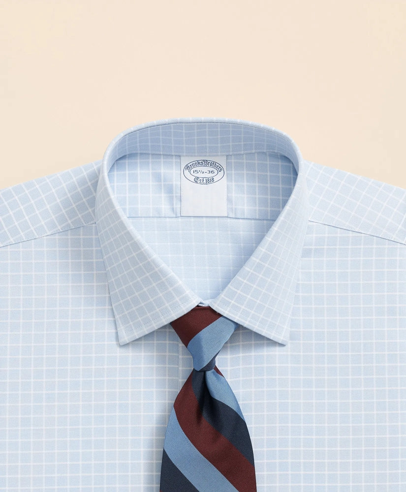 Stretch Supima® Cotton Non-Iron Textured Dobby Ainsley Collar, Graph Check Dress Shirt | Brooks Brothers cheap