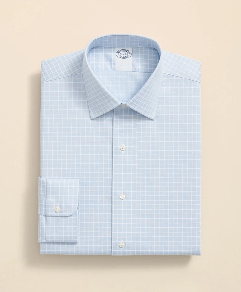 Stretch Supima® Cotton Non-Iron Textured Dobby Ainsley Collar, Graph Check Dress Shirt | Brooks Brothers cheap