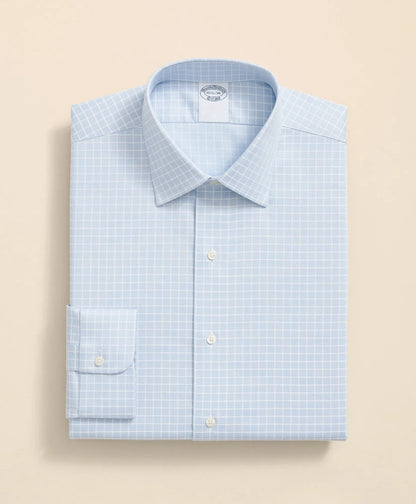 Stretch Supima® Cotton Non-Iron Textured Dobby Ainsley Collar, Graph Check Dress Shirt | Brooks Brothers cheap