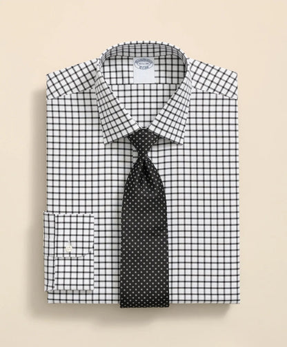 Stretch Supima® Cotton Non-Iron Twill Ainsley Collar, Windowpane Dress Shirt | Brooks Brothers sale