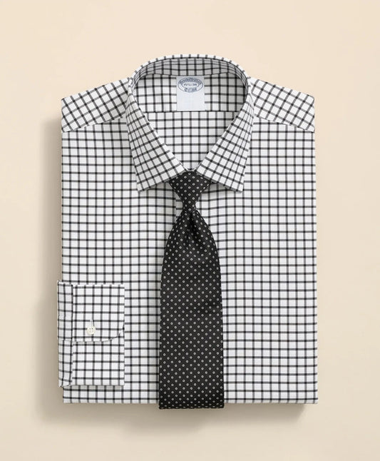 Stretch Supima® Cotton Non-Iron Twill Ainsley Collar, Windowpane Dress Shirt | Brooks Brothers sale